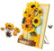 Brihappen Sunflower Art Building Set with Light, Van Gogh Painting Wall Room Decor, Flowers Plant Building Blocks Set, Botanical Collection Model Gift for Women Adult（1166 Pcs）