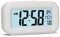 FAMICOZY Small Digital Travel Alarm Clock with Day/Indoor Temperature,Easy to Read and Set,High/Low Auto Backlight,9 Min Snooze,Crescendo Bedside Alarm Clock,White