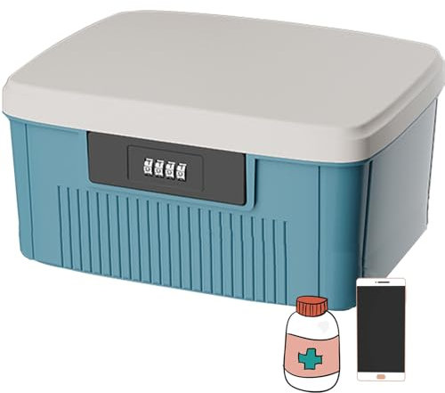 Sightday 16L Lockable Storage Box,Medicine Storage Box,Cell Phone Lock Box,Combination Lock Box For Kitchen/Home/School/Fridge/Office/Personal/Travel(Blue)