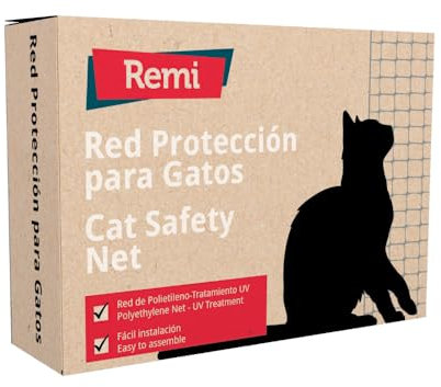 Remi Hogar Red Protección para Gatos Premium 6 x 3 Color Blanco | Protección para Balcón y Terraza | Incluye Clips y Adhesivo | Fácil instalación y Alta Resistencia