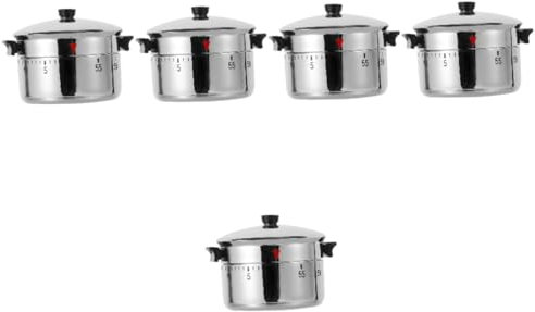 Cabilock 5 Pièces Minuteur de Cuisine Mécanique Forme de Cocotte Chronomètre pour Cuisson Accessoire de Cuisine Décoratif