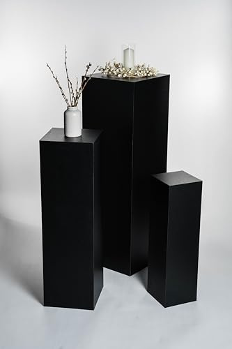 STEMA Seyfried Dekosäule innen/außen, Säule/Podest/Sockel in 3 Größen (Schwarz Matt, Außensäule 100x33x33 cm)