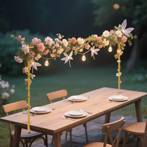 ANTREATU Adjustable Over the Table Rod Stand with Clamps - H71-119cm L150-250cm Over Table Display Bar Table Hanging Rail for Balloons, Party, Wedding Decorations