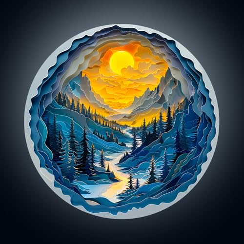 WOODBESTS Holzpuzzle Erwachsene, 3D-Fluss bei Sonnenuntergang Holzpuzzle, Unregelmäßige Einzigartige Puzzle, Weihnachten und Geburtstag Geschenke für Puzzle-Liebhaber (34 x 34 cm, 270 STK)