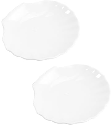 TOYANDONA Lot de 2 Assiettes à Goûter en Céramique Festonnées, Diamètre 14,4 Cm, Couleur Blanche, Plateau de Fruits Secs et Assiette de Collation pour Plats Occidentaux, Apéritifs