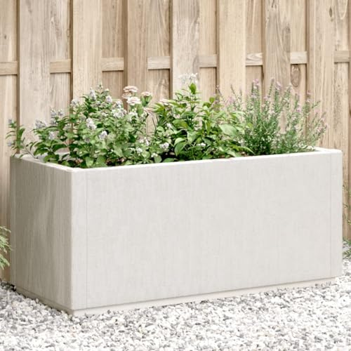 Mokuyary Fioriera bianca 80 x 36 x 35 cm PP letto rialzato da giardino, vassoio per piante grasse, terrazza, patio, balcone