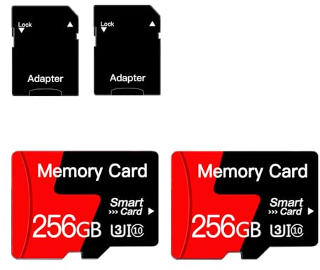 2er-Pack 256GB MicroSD Speicherkarte mit Adapter, Class 10, UHS-I, U3, A1, für Smartphone, Drohne, Dashcam