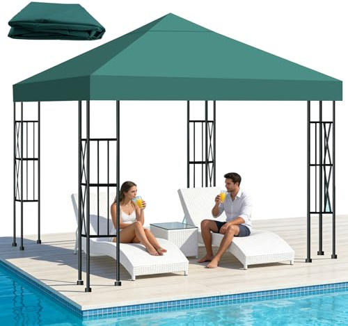 Qdreclod Ersatzdach für Pavillon 3x3m – Wasserdicht & UV-Schutz (95%) – 300D Polyester mit PA-Beschichtung – schnell montierbar für Garten, Camping, Terrasse und Outdoor-Events, Grün