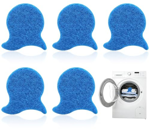 Quesuc 5 Pezzi Cattura Peli Lavatrice Palline Pelucchia Forma Riutilizzabili Lavatrice Spugna Per Rimuovere Peli Animali E Pelucchie Blu