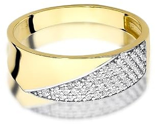 GREMARI Verlobungsring Damen mit Zirkonia Stein 333 Echtgold 8K Gold Ehering Damen Breites Bandring mit Zirkonia Klassischer Verlobungsring Damen Schmuck Box Geschenk für Frauen