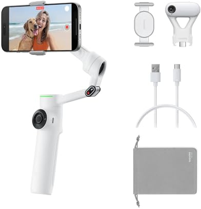 Insta360 Flow 2 Pro AI Tracker Bundle (Summit White) - Gimbal pieghevole per smartphone AI con inseguitore AI, tracciamento multi-persona e tracciamento Pan Infinite a 360°