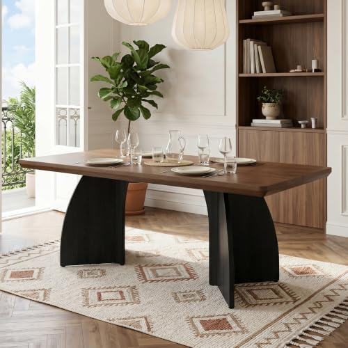 Merax Rechtecktig Esstisch 160 x 80 x 76cm, platzsparender Küchentisch für 4–6, wasserfest und Kratzfest, Walnussfarbe Dicke Tischplatte, für Wohnzimmer Esszimmer Küche Büro