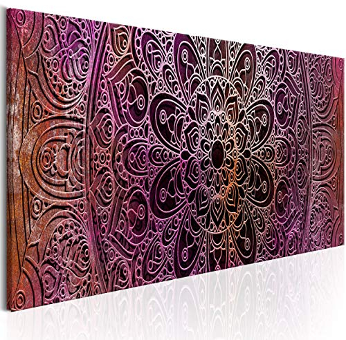 decomonkey Bilder Mandala 120x40 cm 1 Teilig Leinwandbilder Bild auf Leinwand Vlies Wandbild Kunstdruck Wanddeko Wand Wohnzimmer Wanddekoration Deko Zen Orient rosa violett