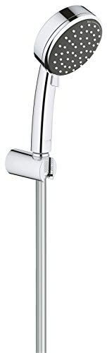 GROHE QuickFix Vitalio Comfort 100, Ensemble de Douche avec Douchette 2 jets, Support de Douche Mural Non Ajustable et Flexible de douche, Economie d'eau, Chromé, 26399000