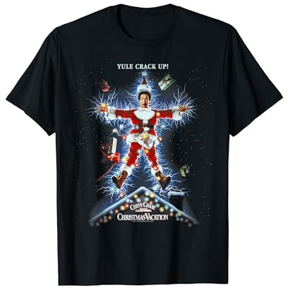 Warner Bros. Christmas Vacation Movie Poster T-Shirt für Erwachsene - Schwarz, S - Kurzarm, Klassische Passform