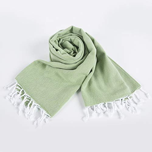 AYSIBOO Strandtuch aus 100% Baumwolle 165 x 95 cm I tradionelles Hamamtuch I Saunatuch I Ideal f?r Sauna Strand Fitness Yoga Sport Hamam I Pestemal Fouta Towel - gr?n Uni