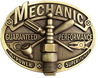 JEAN'S FRIEND Vintage Bronze beschichtete Mechaniker Trades Tradesman Gürtelschnalle auch in den USA, silberfarben antik-optik, Large