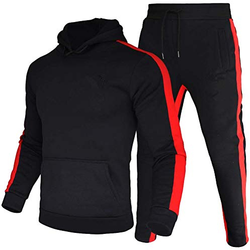 amropi Herren Trainingsanzug Jogginganzug Männer Kapuzenpullover und Jogginghose Sportanzug (Schwarz,4XL)