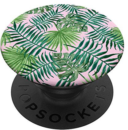 Palm Monstera Hipster Rosa Pflanze Dschungel Design - PopSockets Ausziehbarer Sockel und Griff für Smartphones und Tablets