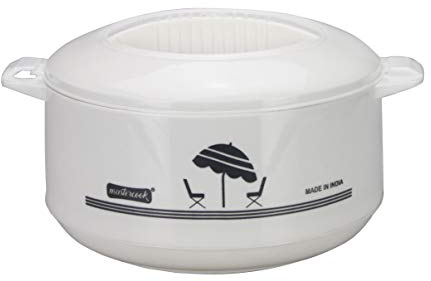 Insulated Casserole Dish With Lid Hot Pot Food Warmer/Cooler Insulated Food Storage Casserole Serving Dish Thermo Thermal Container Soup Salad Curry Rice Bowl, White, Round (2500ml)