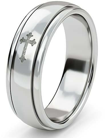 SHOP LC Chakra Gravur 925 Silber Anti-Stress Angst Fidget, Meditation Spinner Ring für Männer und Frauen - gegen Stress Kampf & Nägel kauen (16(50))