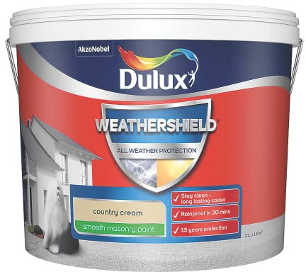 Dulux Weathershield All Weather Protection Smooth Masonry Paint 10L - County Cream
