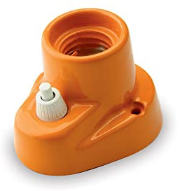 AMARCORDS - Appliques en porcelaine avec bouton, prise E27, base avec interrupteur, douille vintage de couleur ORANGE