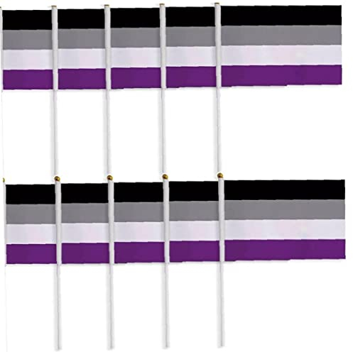 Lipfer 10 Pack Asexuelle Stolz Regenbogenflaggen Asexuelle Kleine Mini Hand Held Stick Flagge Schwule LGBT Festival Party Paraden Dekorationen