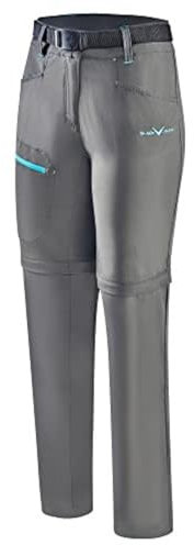 Black Crevice Damen Zip Off Leg Trekkinghose, Anthracite/Turquoise, 42