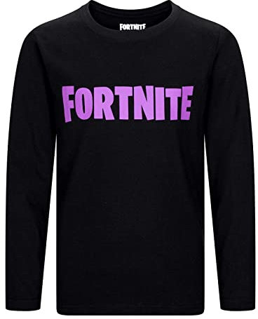 FORTNITE | Jouets et joueurs | Logo noir | T-shirt de jeu à manches longues | Âge 10-16 ans, Noir , 14 ans