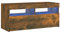vidaXL TV Schrank mit LED-Leuchten Lowboard TV Möbel Tisch Sideboard Fernsehtisch Fernsehschrank HiFi-Schrank Räuchereiche 90x35x40cm