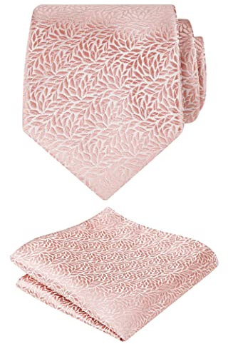 Alizeal Cravate et pochette carrée pour homme avec imprimé floral, 141-Rose pâle, taille unique