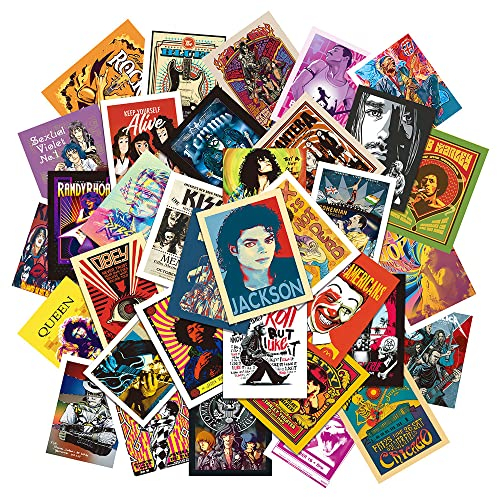 Vintage Musik Aufkleber 50pcs, Ästhetische Dekoration Vinyl Sticker für Sammelalbum, Laptop, Kinder, Teenager, Mädchen