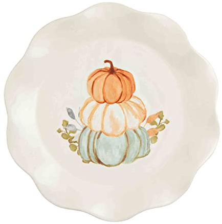 Mud Pie Thanksgiving Salad Plate, Stacked Pumpkins, 8 dia, 1 pc. only