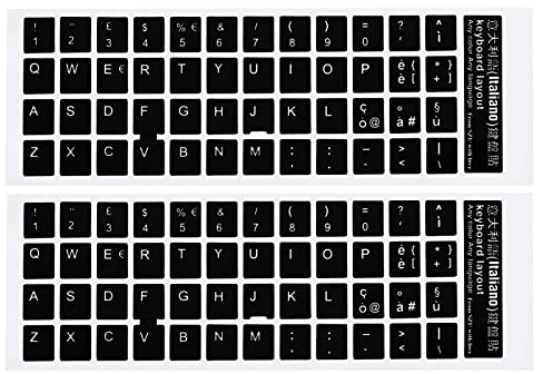 PATIKIL 2Pack Italienisch Tastatur Aufkleber Universelle Tastatur Ersatz Abdeckung Glatt für Laptop Schreibtisch Computer Schwarz Hintergrund Weiß Beschriftung