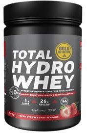 GOLDNUTRITION | TOTAL HYDRO WHEY 900 G | OPTIPEP 90® (Hidrolizado de aislado de proteína de suero de la leche) (FRESA)