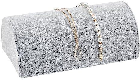 PH PandaHall Espositore per Bracciali in Velluto A Mezzaluna, Espositore per Gioielli Morbido Espositore per Rampa per Espositore per Bracciale Grigio Chiaro con Supporto per Collana per Vendita