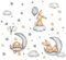 duoyif Wandtattoo Kinderzimmer Wandsticker Hase Mond Sterne Wolken Wandaufkleber Kaninchen Auf Den Wolken Und Dem Mond Wandsticker Kinderzimmer Babyzimmer Schlafzimmer Jungen Mädchen Zimmer Wanddeko