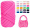 Uiopa Filato Gigante Rosa Rossa, 500g Filo Cotone Grosso Tubolare a Mano, Gomitolo di Filato Chunky Yarn per Borse, Coperte, Cestini, Nidi di Animali Domestici, Artigianato Fai-da-Te