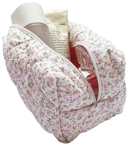 PAPABA Sac de Rangement Longue durée, Fermeture éclair Durable, Organisateur de Voyage pour cosmétiques, Soins de la Peau, imprimé Floral, Lisse, accès Facile, Portable, Maquillage Tendance Rose