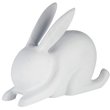EGLO LIVING Osterdeko Yoga Hase Marovato, Deko Figur Ostern Frühling, Frühlingsdeko Osterhase minimalistisch, Tischdeko Osterfigur aus Aluminium in Weiß, 15 x 11,5 cm