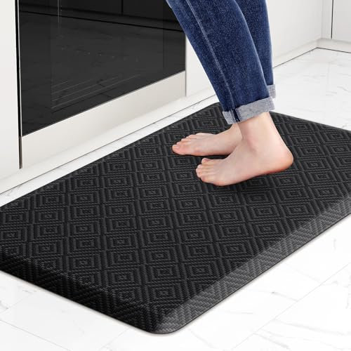Mattitude Anti-Fatigue Kitchen Mats for Floor Standing Mats 17x28 Black