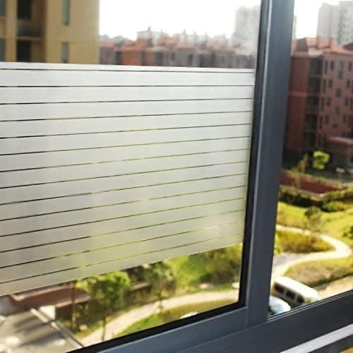 Lifetree Fensterfolie Streifen Blickdicht Sichtschutzfolie: Selbstklebend Fenster mit Statischer Haftung ohne Klebstoff Milchglasfolie Folie Anti-UV Für Zuhause Büro Statisch Folie 115x400cm