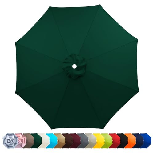 HonunGron Auvent De Remplacement Pour Parasol 2m/2.3m/2.5m/2.7m/3m,Dessus De Parapluie De Remplacement pour 6 Ribs/8 Ribs, UV 50+ Toile de Rechange pour Parasol De Jardin (6 Ribs-2.5m,Vert Foncé)