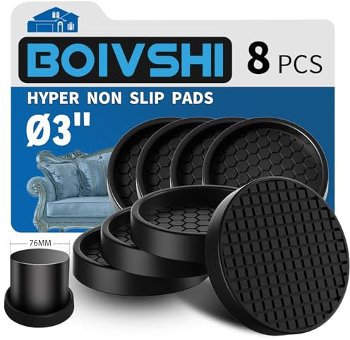 rutschfeste Möbeluntersetzer, Premium-Silikon, Bodenschoner, schwere Bettfüße, weiche Pads, Dicker Gummi-Möbeluntersetzer, verhindert Kratzer, Hartholzböden, 8 Stück, rund, Schwarz