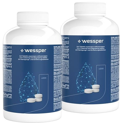Wessper Pastille nettoyage machine a cafe, Pastille degraissante machine compatible avec Bosch, DeLonghi, Jura, Krups, Nespresso, Nivona, Philips, Saeco, Siemens 150 pièces- 2 g-2 pièces