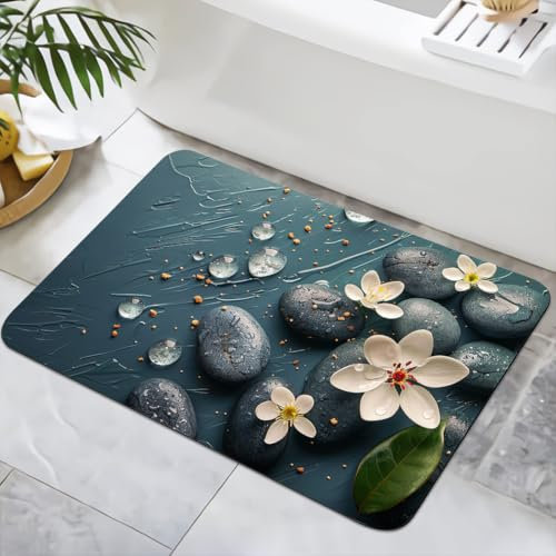 YISUMEI Badematte rutschfeste Badteppich 40x60cm Waschbar Schnelltrocknende Badezimmerteppich, Duschvorleger für Dusche, Badewannen, WC Deko (Stein-1)