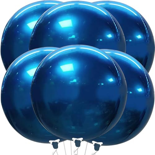 Palloncini Blu Metallizzati, 6 Pezzi 22 Pollici Blu Scuro Palloncini Metallici, Palloncini Blu Scuro Metallizzato Lucido per Compleanno Anniversario Matrimonio Feste di Natale Carnevale