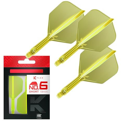 Target Darts K Flex Integrated Dart Flights and Shafts, Nr.6 Gelb (Short) | 3er Pack K-Flex - No6, Kflex All In One Moulded Dart Flight & Stem | Professionelles Dart Zubehör