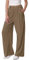 HMIYA Weite Hosen Damen-Lässig Locker Stoffhose Leichte Palazzo Hose Hohe Taille Dünne Herbst Hosen mit Tasche,Braun,XL